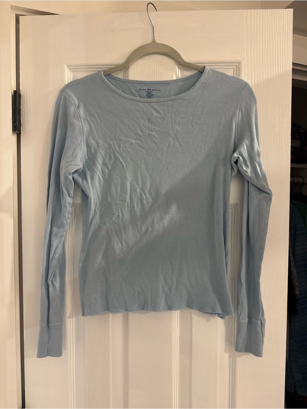 Brandy Melville Light Blue Long Sleeve Crewneck Top